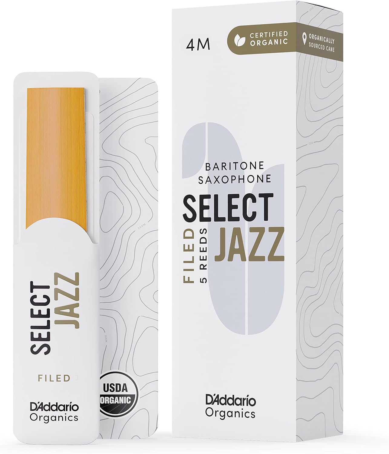 Organic Select Jazz Filed Baritone Saxophone Reeds, Individually-Sealed, 5-Pack